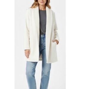 Eddie Bauer Womens Cream Open Front Sherpa Lined Knit Cardigan Coat‎ Size S